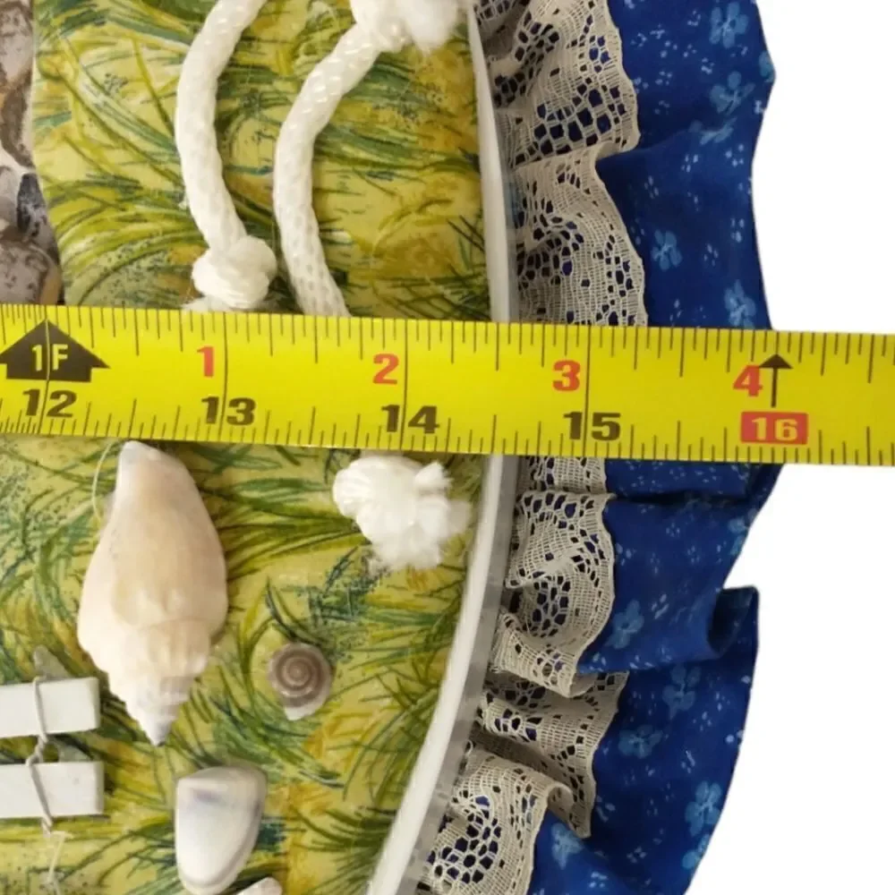 Vtg‎ Handmade Beach Wall Art Near The Sea Quilted Shells Lighthouse Beach House.
